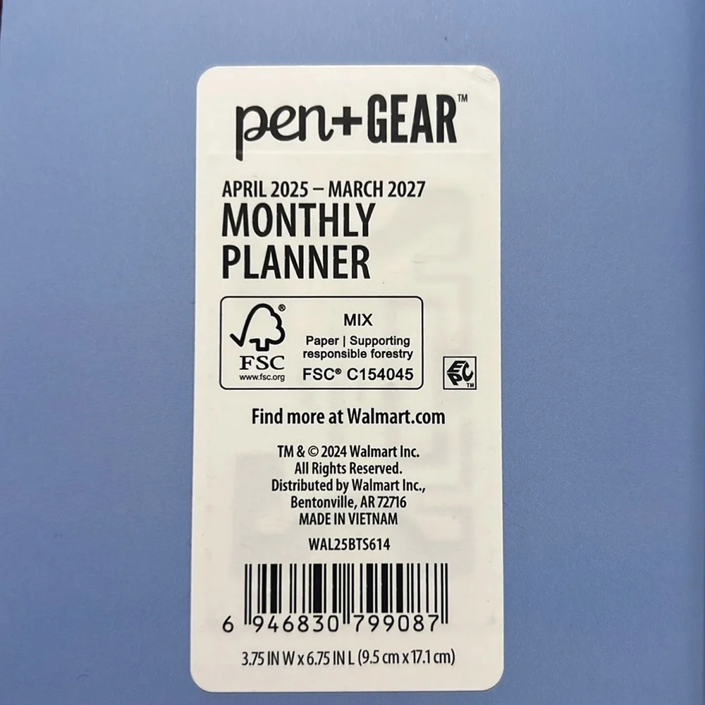 PEN + GEAR Blue and Orange Pocket Planner APRIL 2025 - MARCH 2027 NWT
